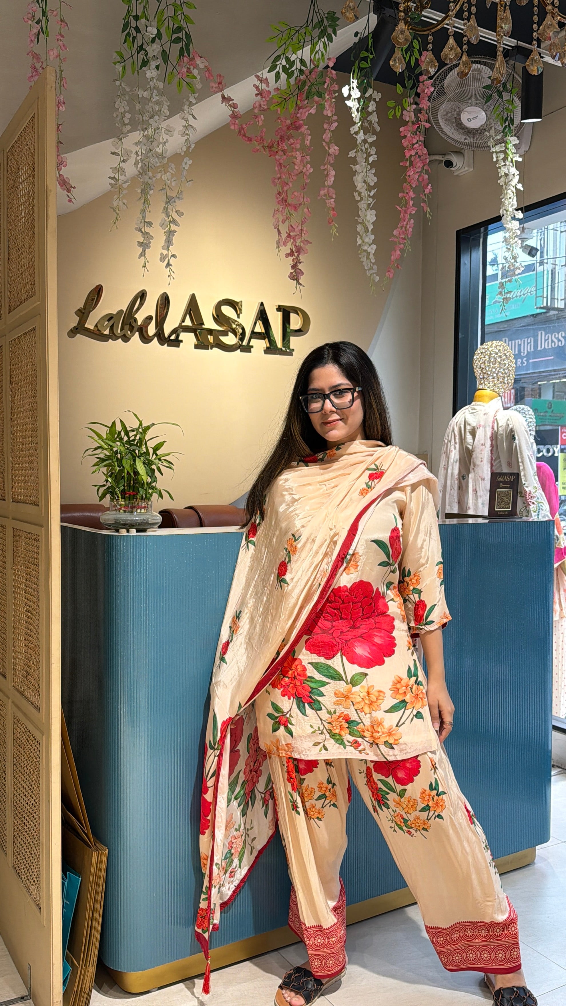 Floral Printed Farshi Salwar Suit