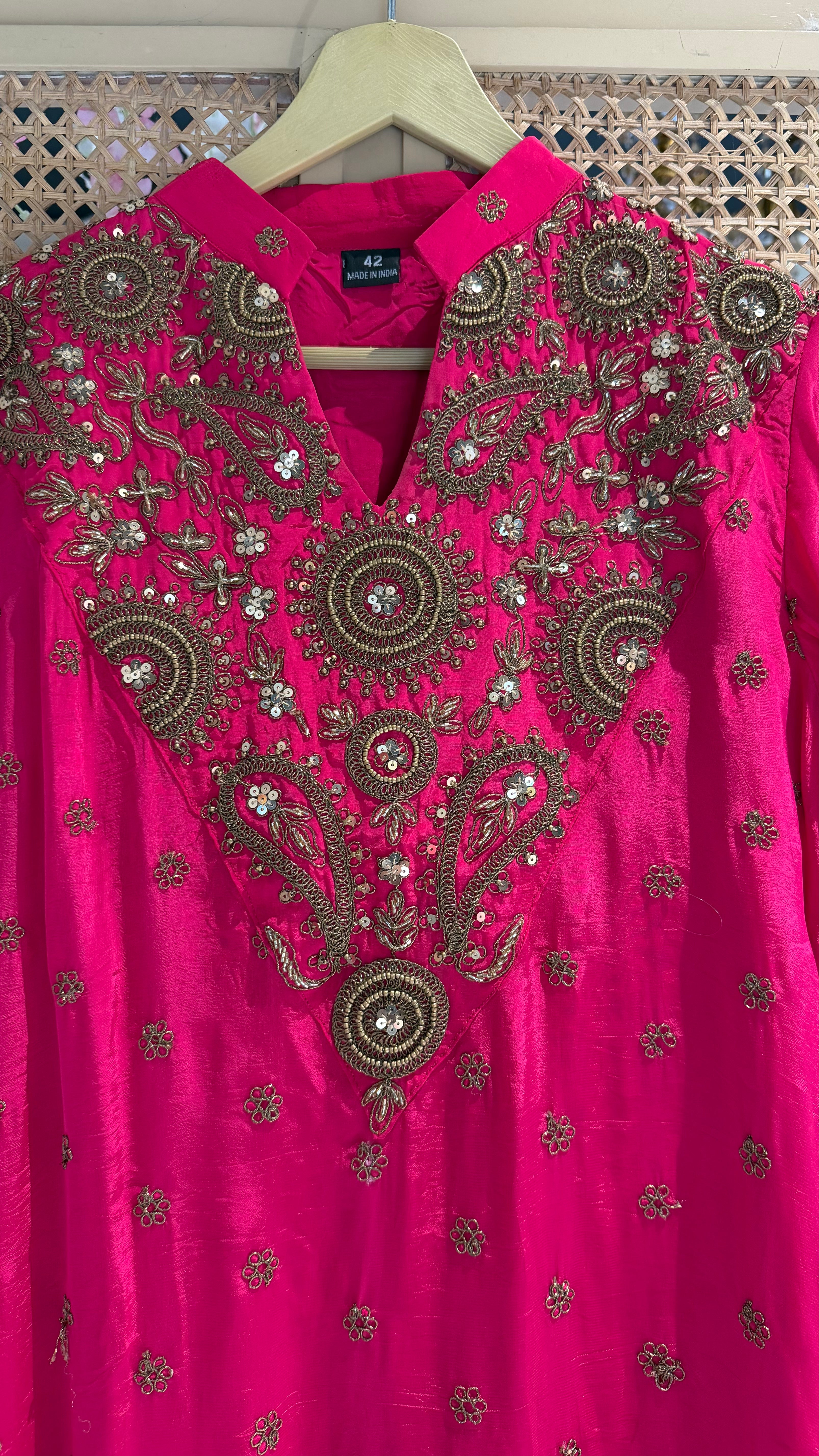 Mehr Pink Embroidered Set