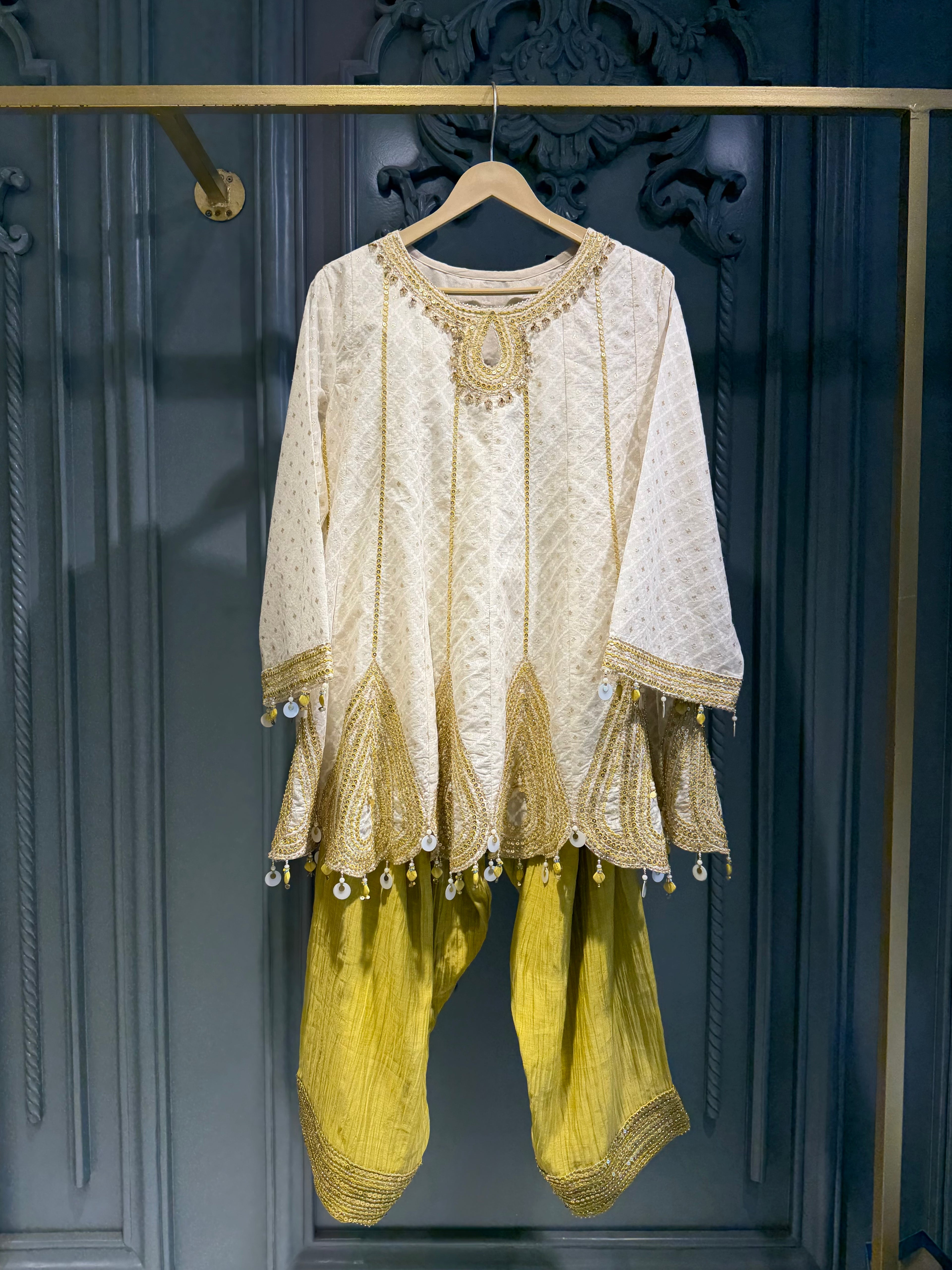 Hand Embroidered Shirt with Farshi Salwar